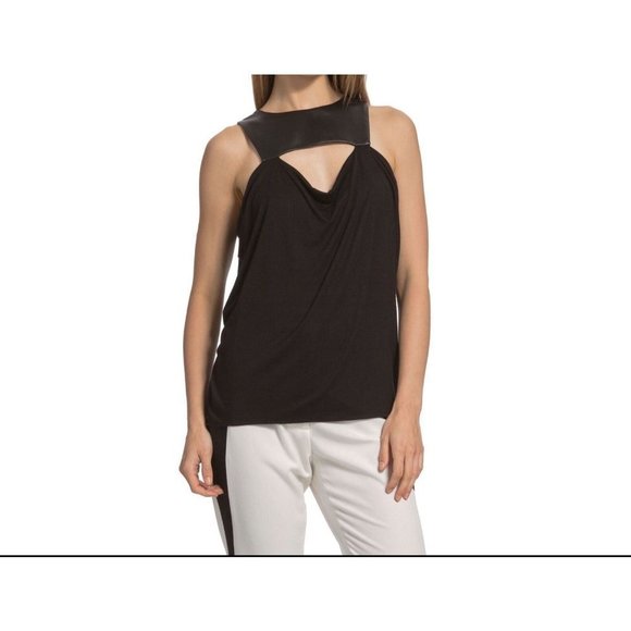 Yigal Azrouel Leather Bib Cut Out CUT25 Top - Picture 1 of 9